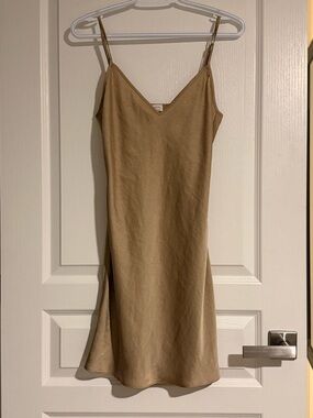 Wilfred Tan Slip Mini Dress with V-Neck